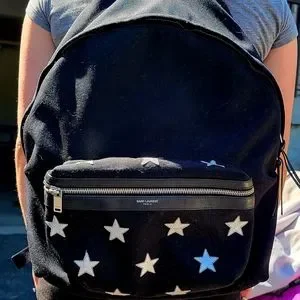 YSL YS City Star Canvas Backpack Yves Saint Laurent White Canvas Star Print Hunter Backpack  main image 3